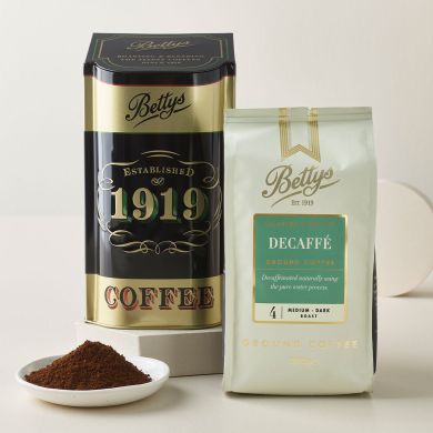 Bettys Decaffeinated Ground Coffee & Coffee Caddy